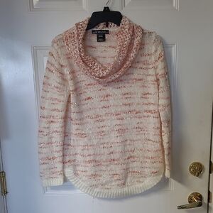 United States Sweaters Pink and Cream Cowl Neck Knit